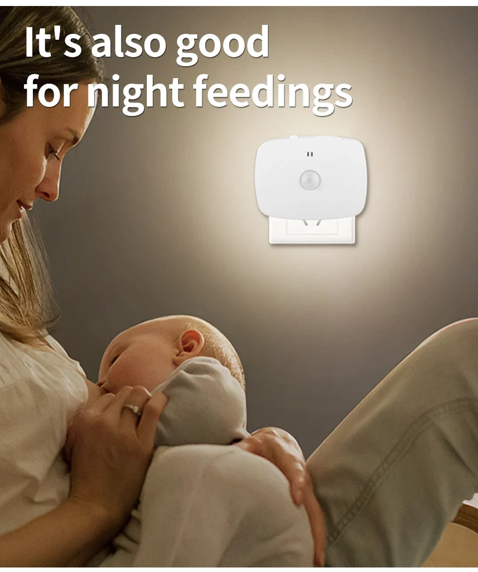 AC 110-220V Motion Sensor LED Night Lights 3 Color Dimmable Light Plug-in Model Infrared Smart Backlight Eye-Care Night Light