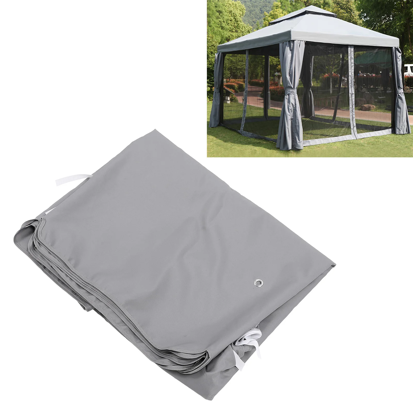 

Gray Tent Top Replacement UV50 Waterproof Canopy Cover Snow Rain Resistant Outdoor Patio Garden Pavilion