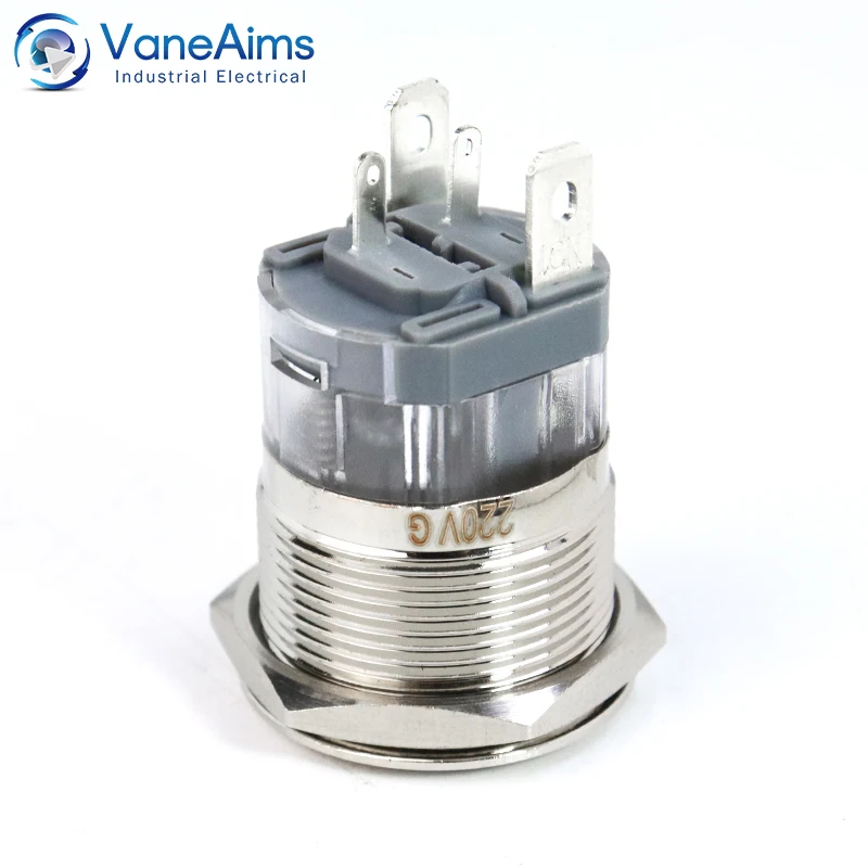 High current 15A metal stainless steel button switch pressing 19MM momentary switch self-recovery and self-locking 12V24V220V