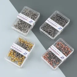 100PCS/Set Portable DIY Round Metal Positioning Fixing Head Pins Needle DIY Clothing Sewing Crafts Accessories Bead Pin With Box