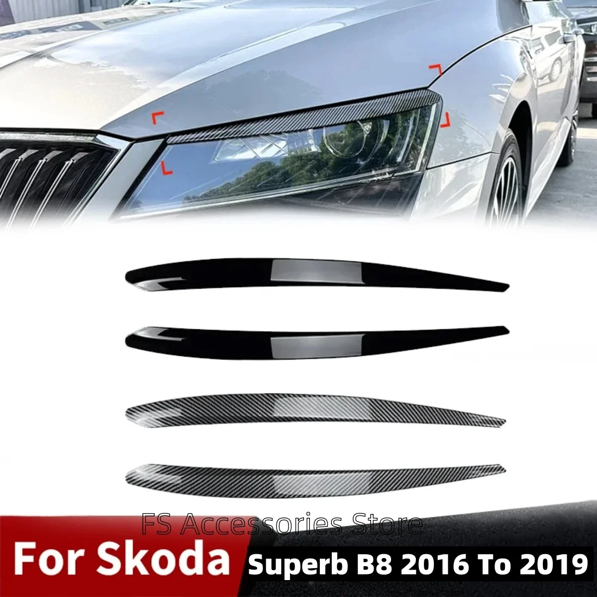 

Car Eyelid Front Headlight Eyebrow Cover Eye Lid Trim Sticker For Skoda Superb B8 2016 2017 2018