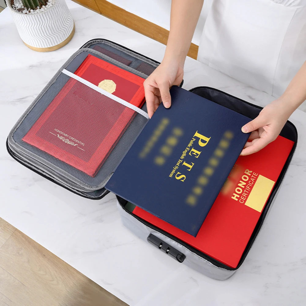 Document Storage Bag, Card Bag, Household Large Capacity Archive Bag, Passport Document, Oxford Cloth Travel Storage Bag Handbag image 3