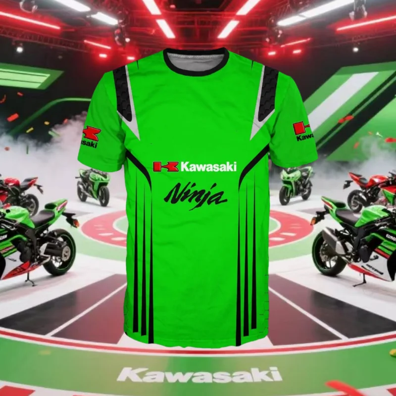 

Men new T Shirt Kawasaki Motorcycle Graphic 3D Print Outdoor Sports Quick Drying Breathable clothes Man Comfortable Cool T-shirt