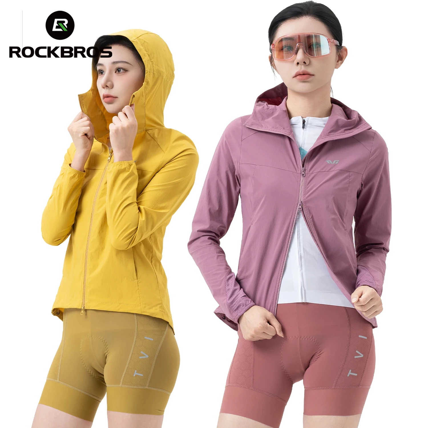 

ROCKBROS TVI Spring Summer Cycling Hoodie Lightweight Breathable Hooded Jacket Sunscreen Windbreaker Coat Women Cycling Clothing