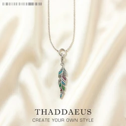 Necklace Ethnic Feather Summer Brand New Eye-Catching Fine Jewelry Europe 925 Sterling Silver Bohemia Gift For Women