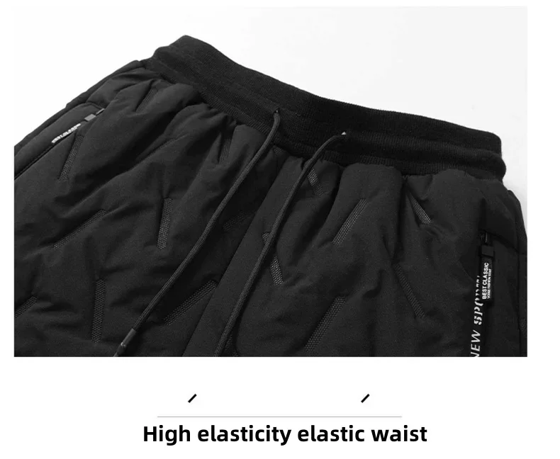 Winter Waterproof Cotton Pants Men\'s Plush Thick Wool Warm Sports Pants Casual Outdoor Ski Camping Cold-proof Men\'s Down Pants