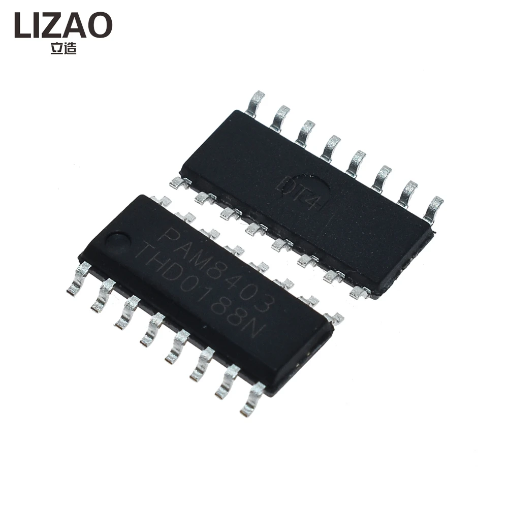 10PCS PAM8403 SOP-16 IC 3W Dual Channel Class-D Audio Amplifier Filterless Chip For Electronic Audio Project