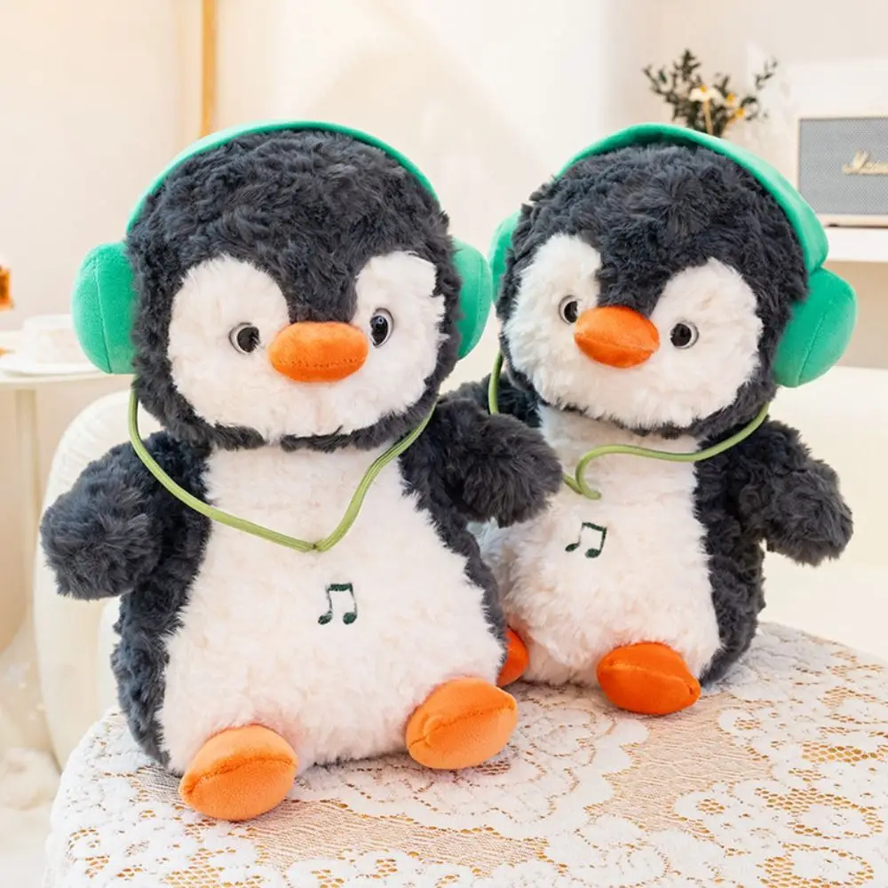 

PP Cotton Headphone Penguin Plush Toy Interactive Fluffy Penguin Doll Stuffed Animals Comfortable Cartoon