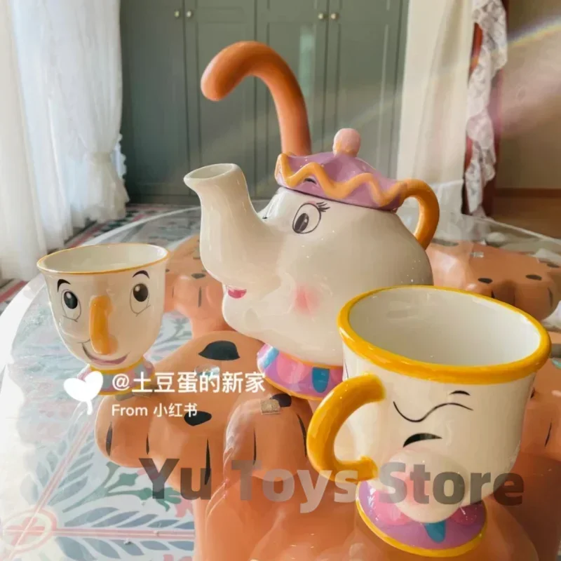 New Disney Teapot Beauty And The Beast Coffee Pots Mug Mrs Potts Chip Tea Pots Cup One Tea Sets Cute Droshipping Birthday Gift