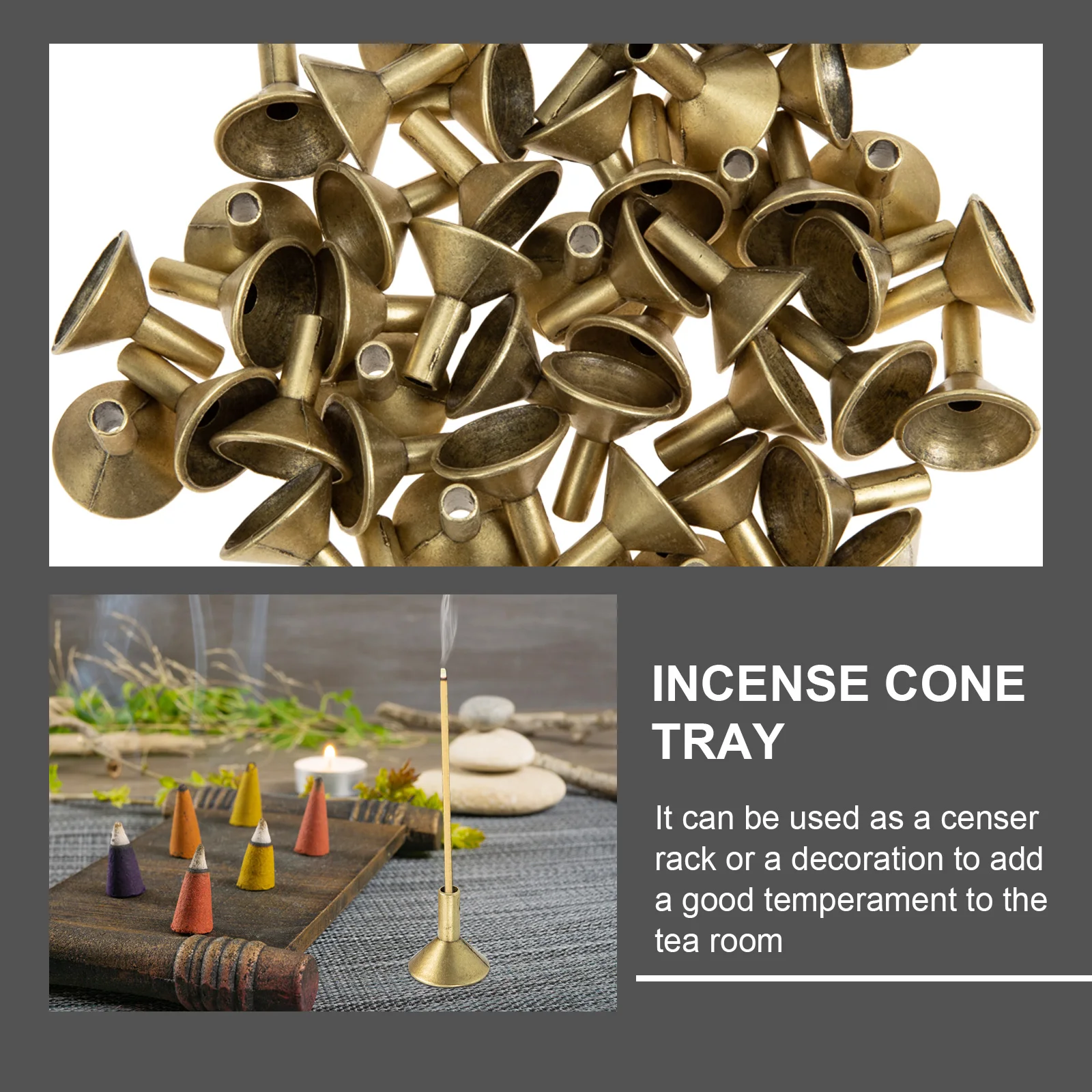 

50Pcs Incense Stick Holder Incense Cone Trays Support Rack Backflow Burner Stand Metal Censer Cones Home Decor Incense Burners