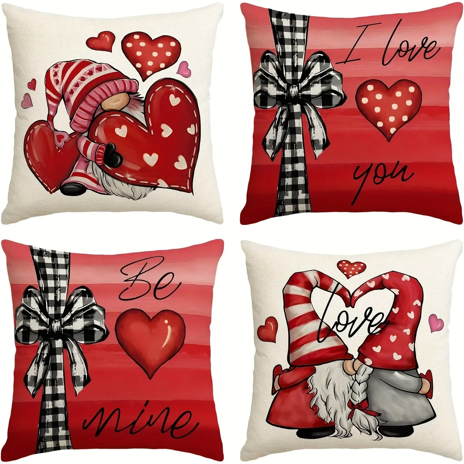 Valentine's Day decoration pillowcase gift sweet romantic home room decoration bowknot dwarf love pattern Sofa cushion cover