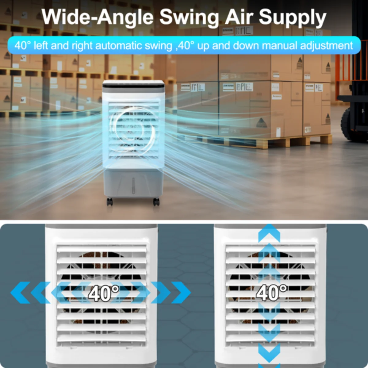 3-in-1 휴대용 증발식 냉각기 720R - 461CFM, 5.28Gal 탱크, 구리 모터, 리모컨(12H 타이머, 회색/흰색)