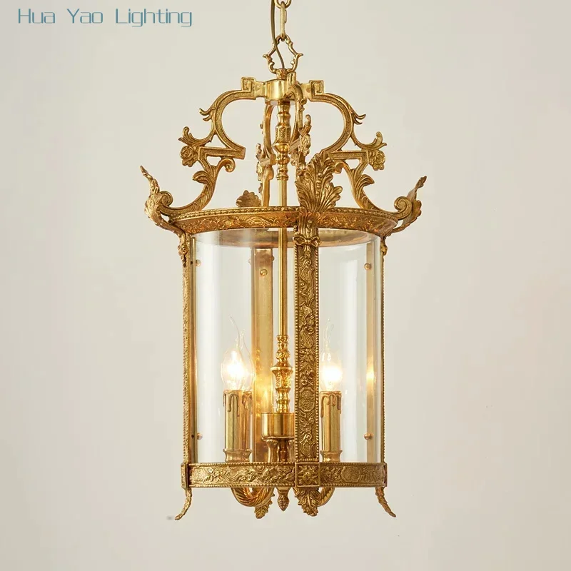 Customized European retro lantern lamp decorative lighting solid brass chandelier ceiling lamp