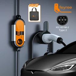 feyree Przenośna ładowarka EV Typ2 5m Kabel 3.5KW 16A Gniazdo IEC62196 1Phase Type1 gniazdo j1772 z wtyczką Schuko do samochodu elektrycznego