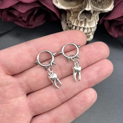 Gothic Jewelry Tooth Stud Earrings Grunge Rock Accessory Charms Hoop Earrings for Women Punk Korean Fashion Earrings