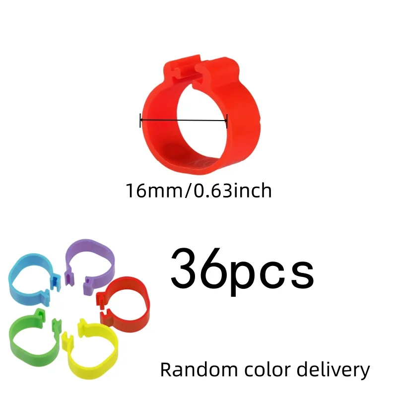 36 pcs Random Color Assortment Chicken Leg Rings, great for Chicken Farm Marking, Easy Snap-On Apply, Multipurpose