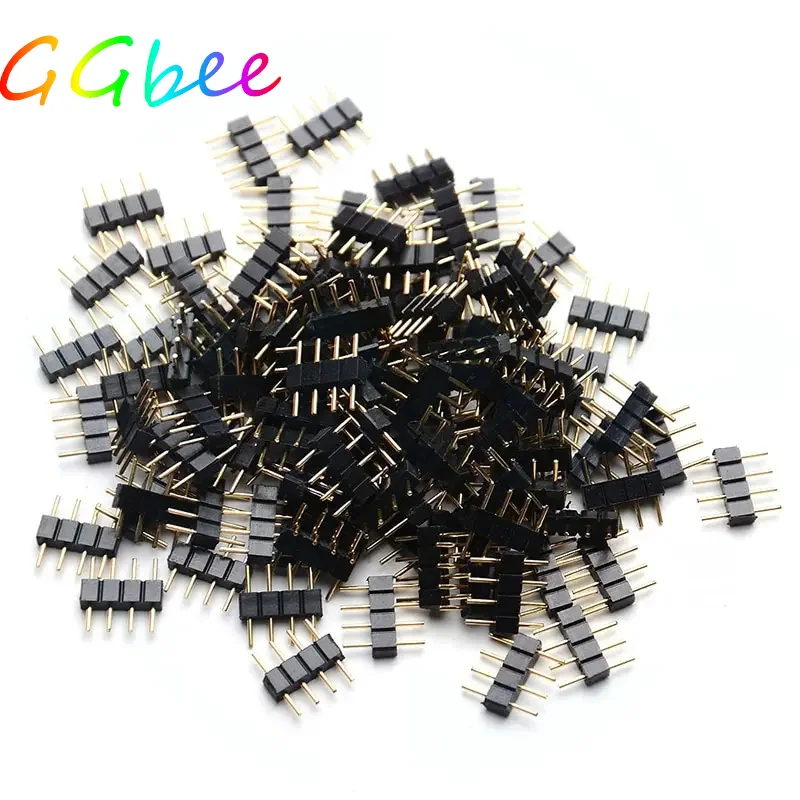 4 PIN LED Connector Adapter Needle Male Type Double Connector for RGB 5050 3528 2835 LED Strip DIY Colorful Lights Insert