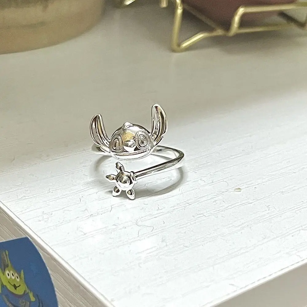 Cartoon Character Stitch Adjustable Rings Jewelry Accessories Silver Colour Ring Girls Women Accessories Metal Jewelry Ring