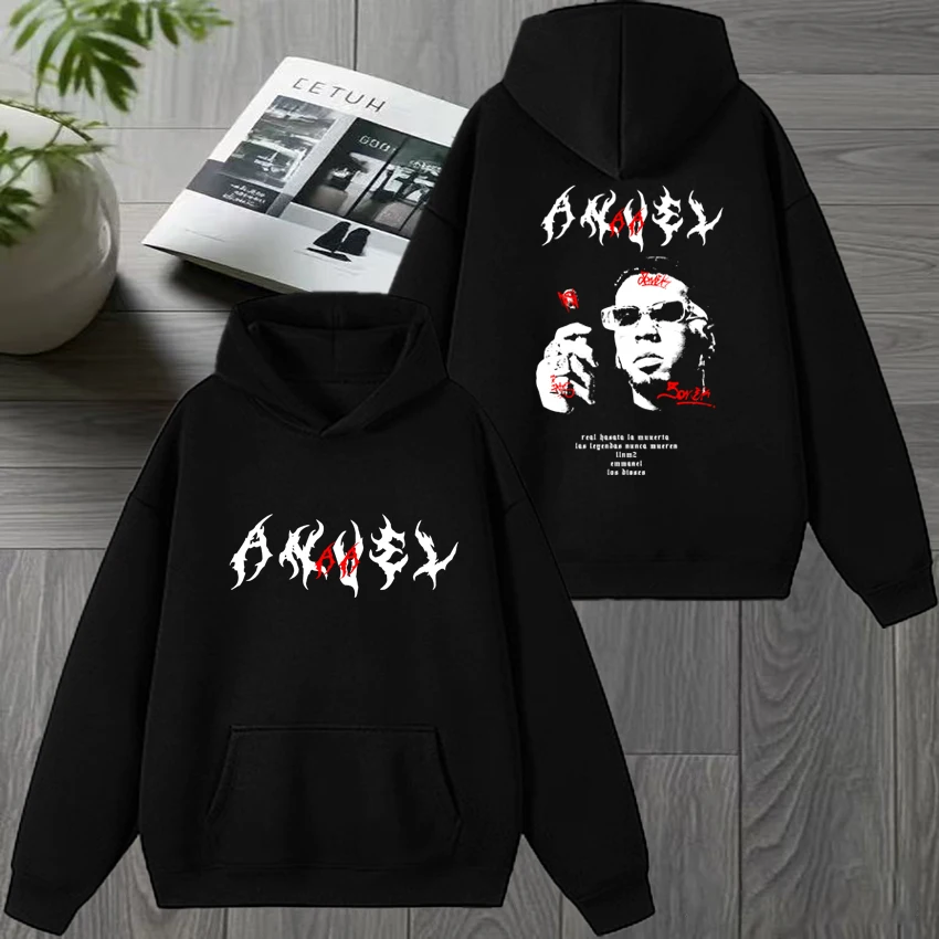 

Hot Rapper ANUEL AA Album Tour 2025 Double Sided print Hoodies Unisex vintage Fleece pullovers Men women hip hop punk streetwear