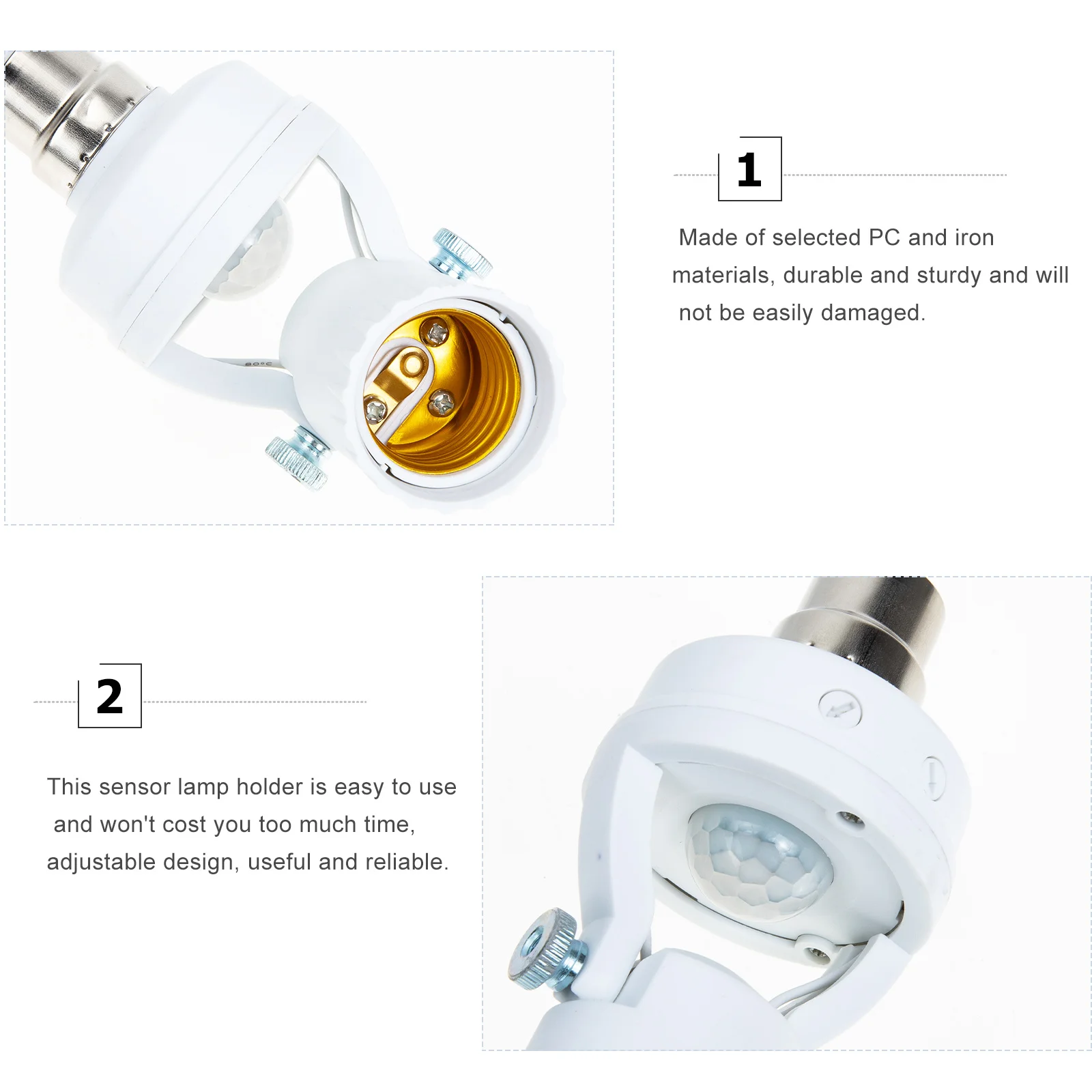 Oprawka lampy z czujnikiem B22, regulowana oprawka z czujnikiem podczerwieni do schodów, korytarza, hotelu, użytku zewnętrznego, wykrywanie obecności człowieka