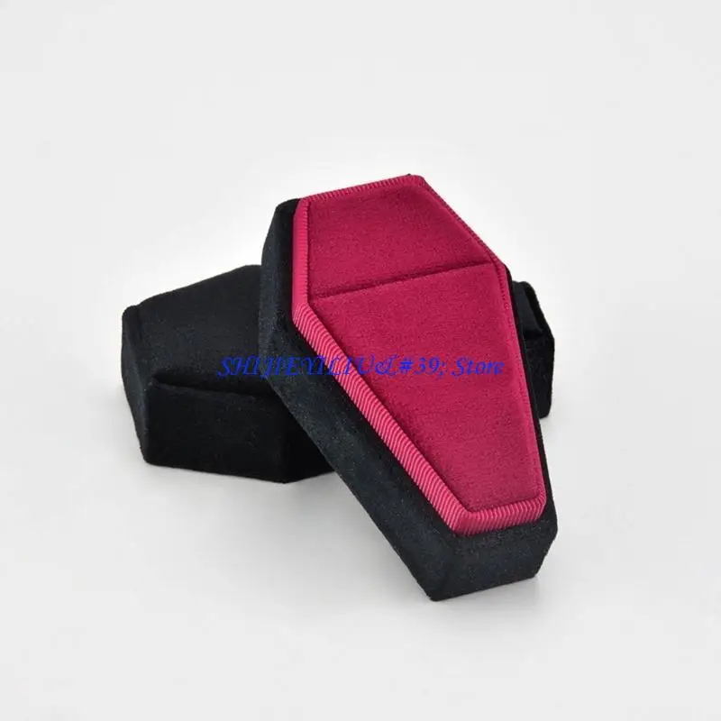 

E21F Coffin Rings Box Velvets Jewelry Storage Box Elegant Box for Jewelry