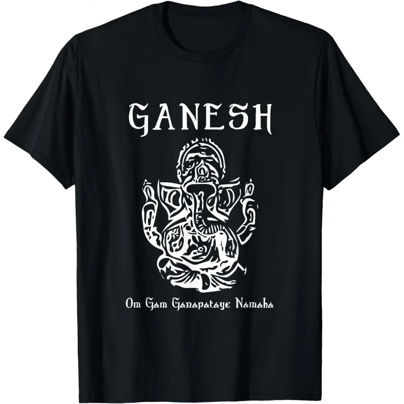 

0413 Elephant Om Yoga Ganesha Indian God Ganesh Gift T-Shirt 100% cotton print Tee Short Sleeve Graphic clothes All size tops