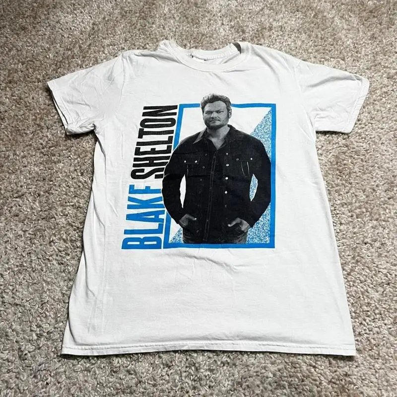 Camiseta Blake Shelton para hombre, concierto de música country blanco medio AM414