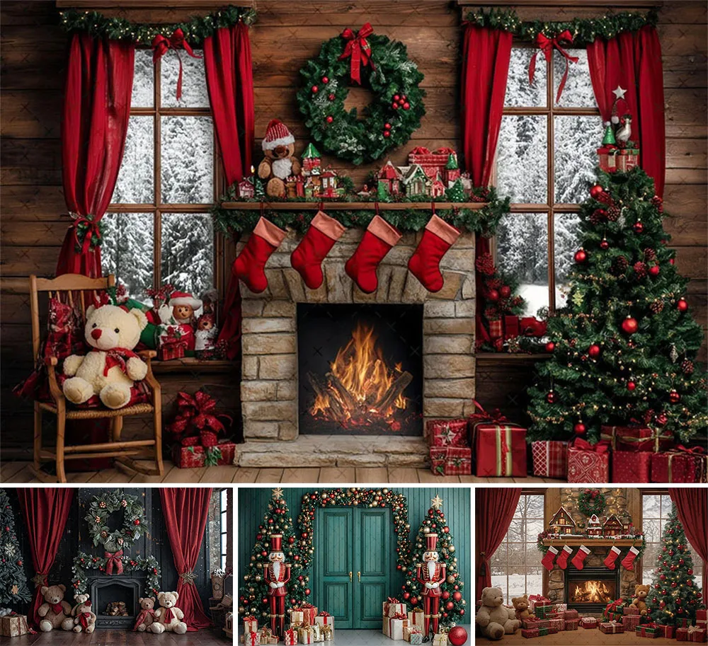 

Фон для фотосъемки Mehofond, рождественский винтажный домашний камин, рождественские подарки, детский семейный портретный декор, фон для фотостудии