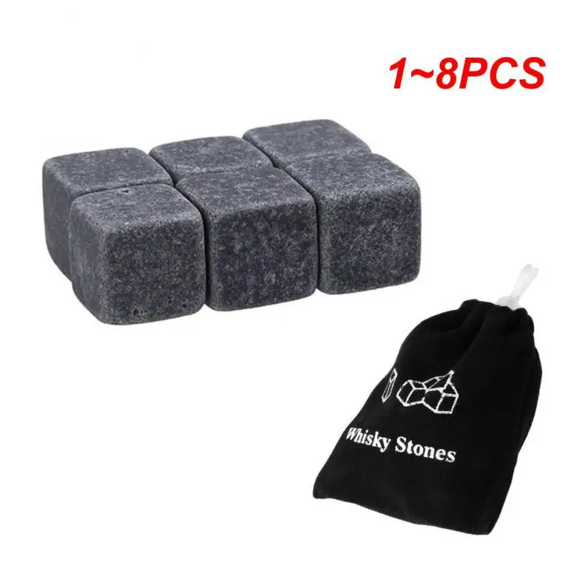 1~8PCS Natural Granite Whiskey Stones Sipping Whisky Stone Wine Rocks Cooler Wedding Gift Favor Christmas Bar