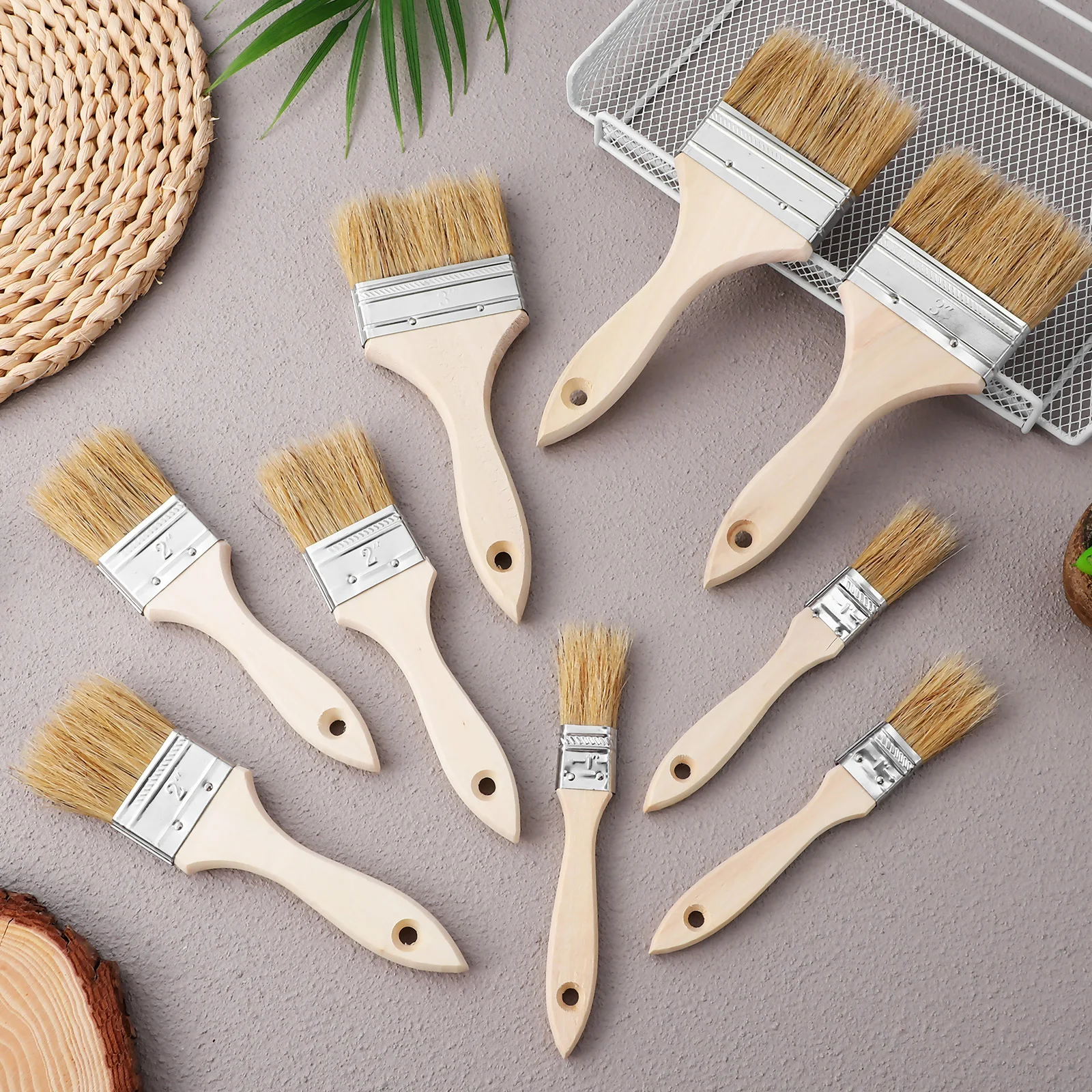 

24Pcs Wooden Basting Paint Brushes Chip Brush Multi Size Bbq Grilling Baking Sauce Brush Paint Brushes Grilling Brush,