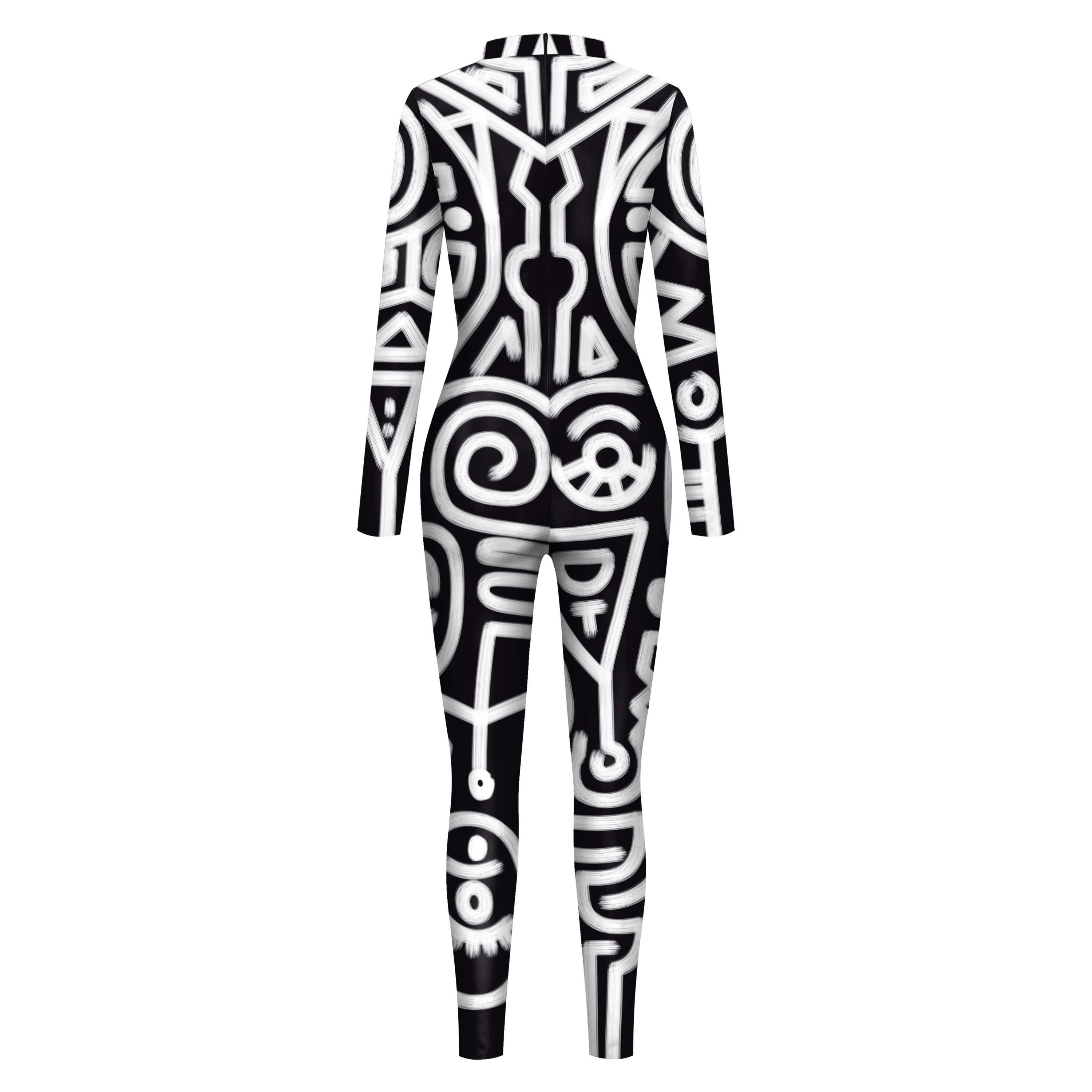 Halloween Funny 3D Digital Printing Part Cosplay Costume Parent-Child Sexy Zentai Long Sleeve Bodysuit Carnival Matching Outfits