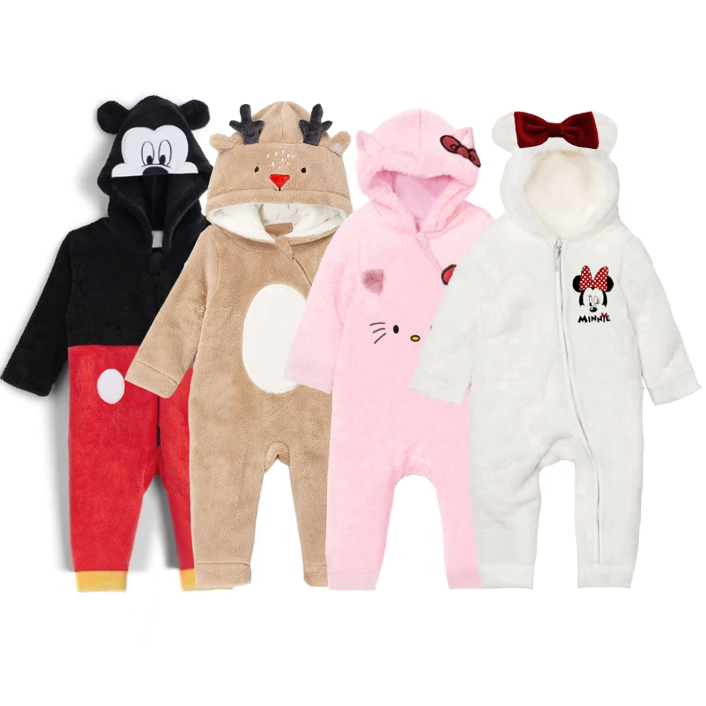 Christmas Infant Baby Clothes Warm Fleece Newborn Baby Girl Boy Jumpsuit Baby Outwear Winter