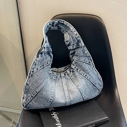 French Style Denim Shoulder Bag Luxury Designer Jeans Bag Women 2024 Large Capacity Cloth Shoulder Tote Bag Brand Female Purse