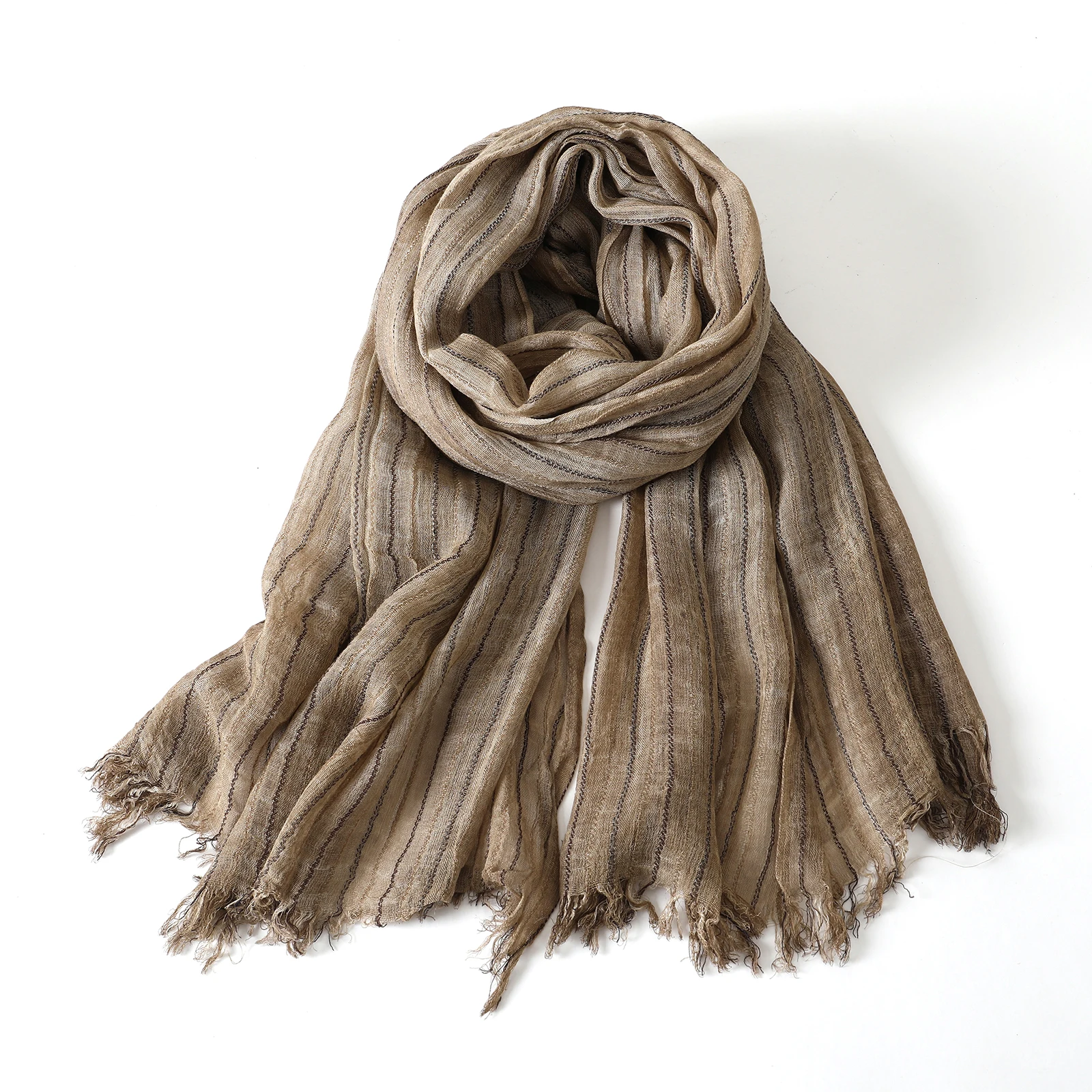 

Fashion Male Brand Cotton Linen Striped Scarf Autumn Winter Black Navy Warm Men's Accessories Scarves Short Tassel Bufanda