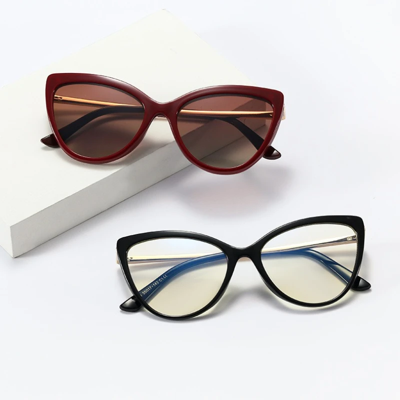 GJ OPTICIAN модные очки «кошачий глаз» с магнитной клипсой по рецепту, очки с защитой от синего света, поляризационные очки для близорукости, прогрессивные очки