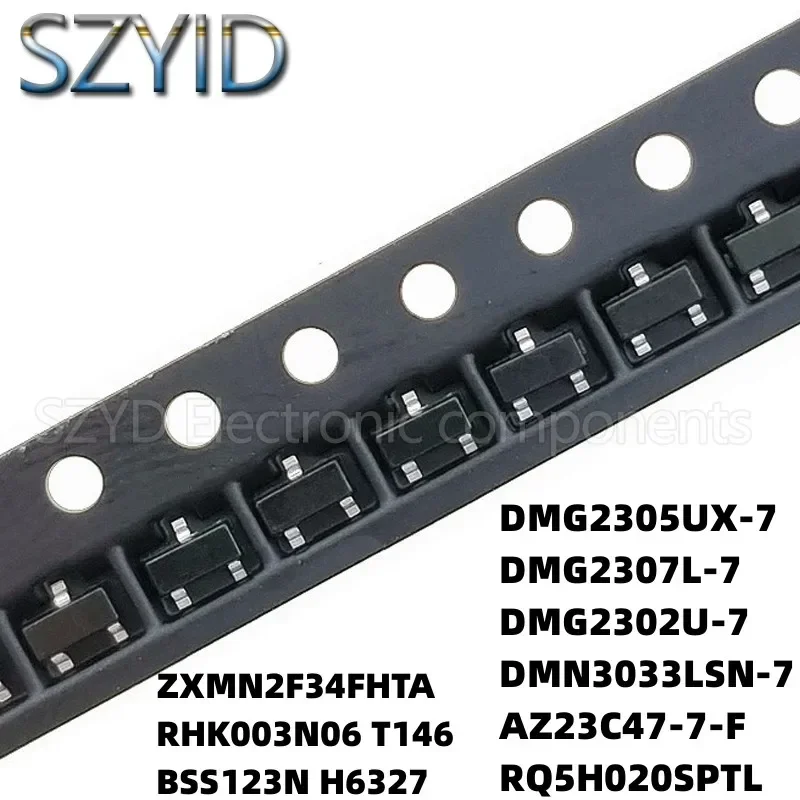 100PCS SOT23 ZXMN2F34FHTA RHK003N06 T146 BSS123N H6327  DMG2307L-7  DMN3033LSN-7 AZ23C47-7-F