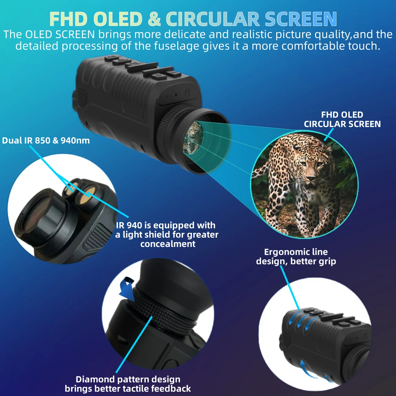 

Очки ночного видения с Wi-Fi NVG07S Монокулярная охотничья камера 4K Video 36MP Фото для наблюдения на открытом воздухе