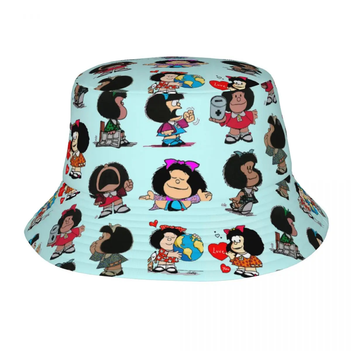 Sombreros unisex personalizados del Camping del verano de la playa del viaje del sombrero del cubo de Meme divertido de Mafalda de la historieta