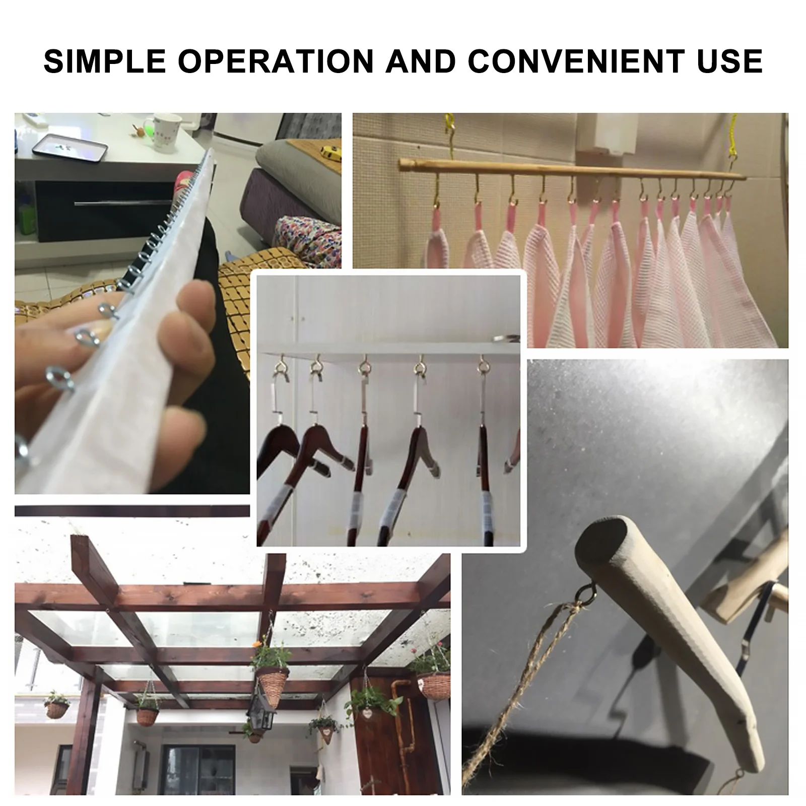 

12Pcs Stainless Steel Eye Screws Easy Mount Stable Installation Home Hook Hanger for Sundries Ceiling Screw