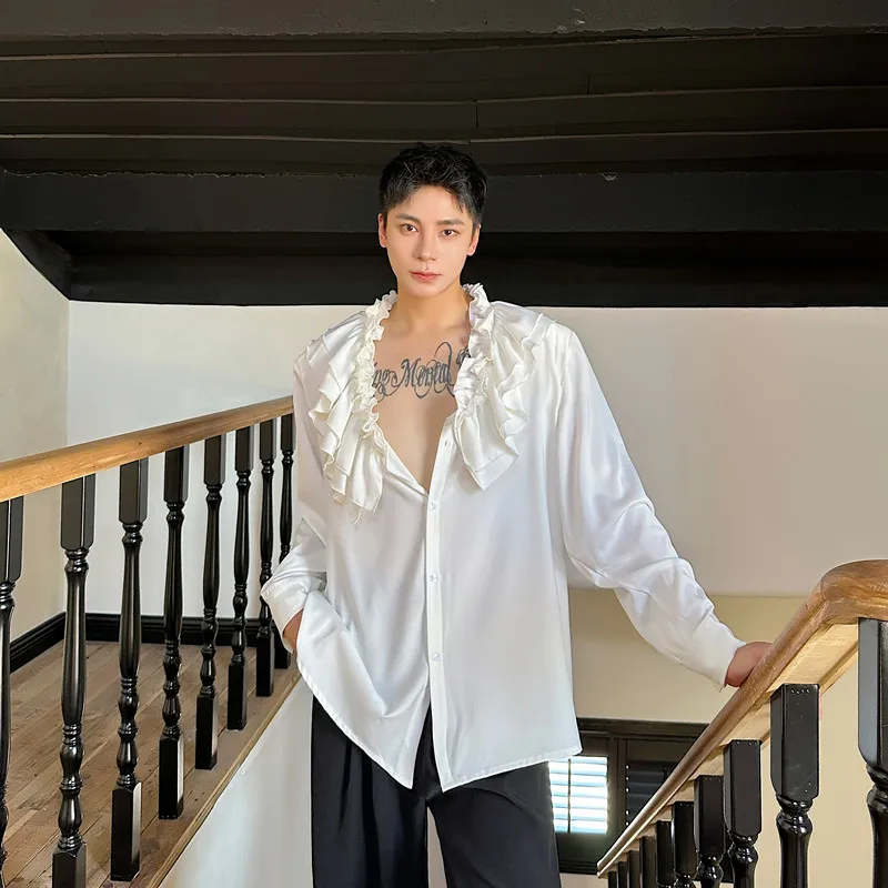 

Мужская повседневная рубашка с длинным рукавом и V-образным вырезом для ранней осени, свободного кроя, модная, на пуговицах, в стиле Pure Desire