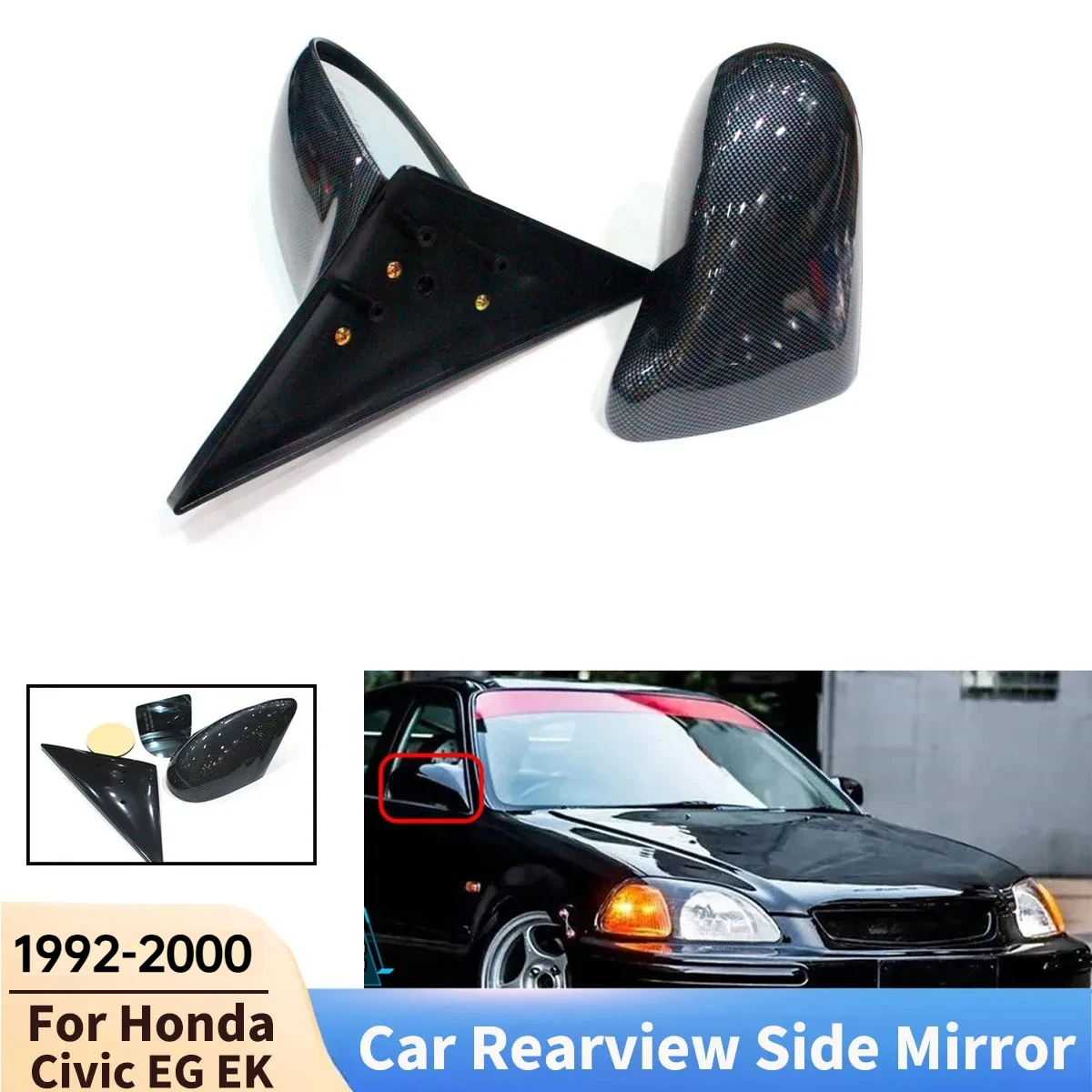 

JDM Style For Honda Civic EG EK 1992-2000 4 Door Car Rearview Side Mirror Manual Adjustable Side Mirror Exterior Parts Tuning