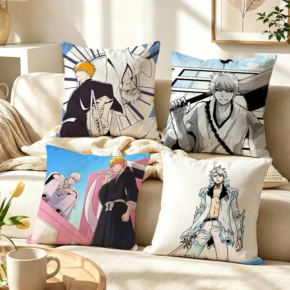 Anime I-Ichigo Kurosaki T-Toshiro Hitsugaya  Pillow Case Pattern Printed Pillowcase For Living Room Sofa Cushion Cover
