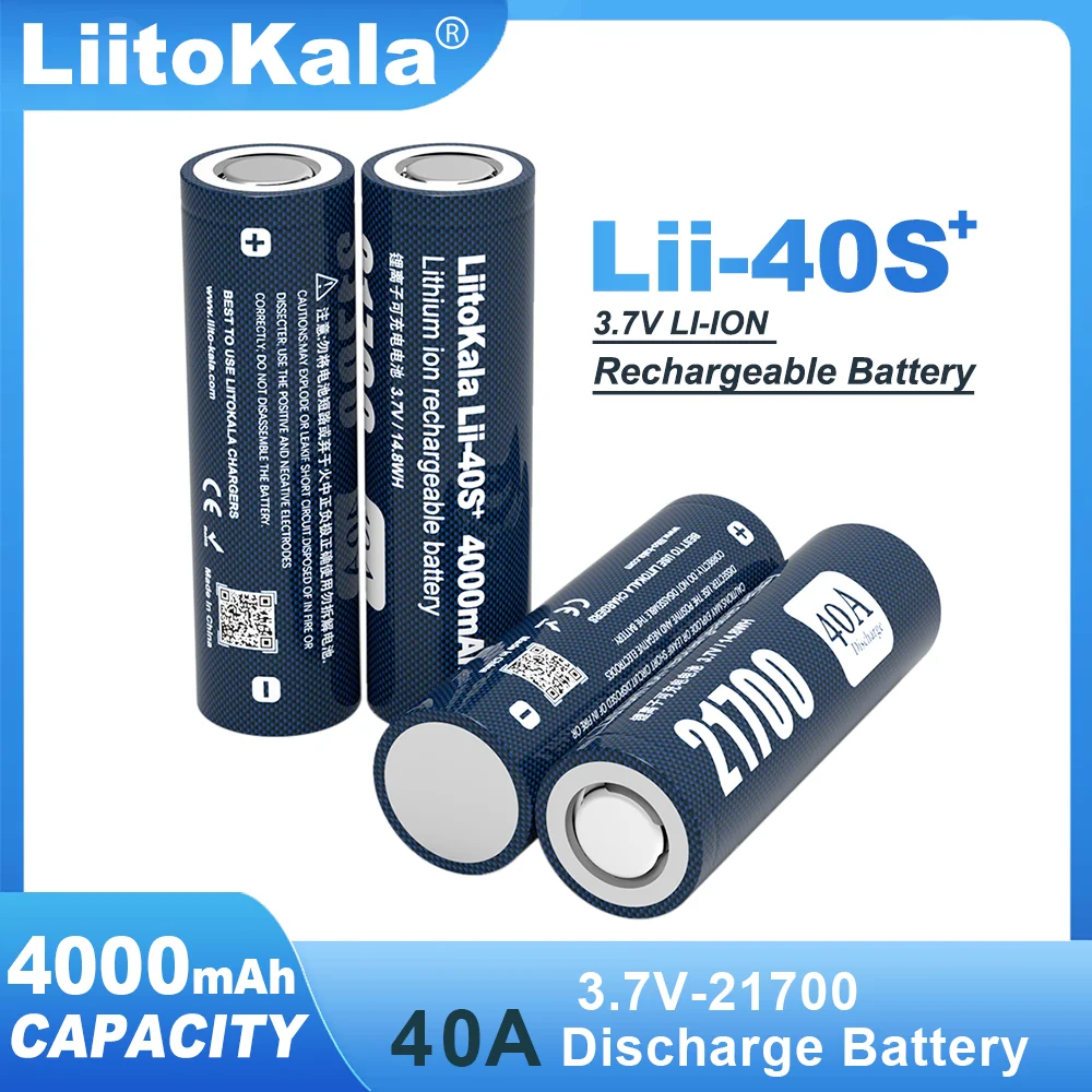 1-20PCS Original Liitokala Lii-40S 3.7V 4000mAh 21700 For Flashinglight High-capacity Rechargeable Lithium Battery