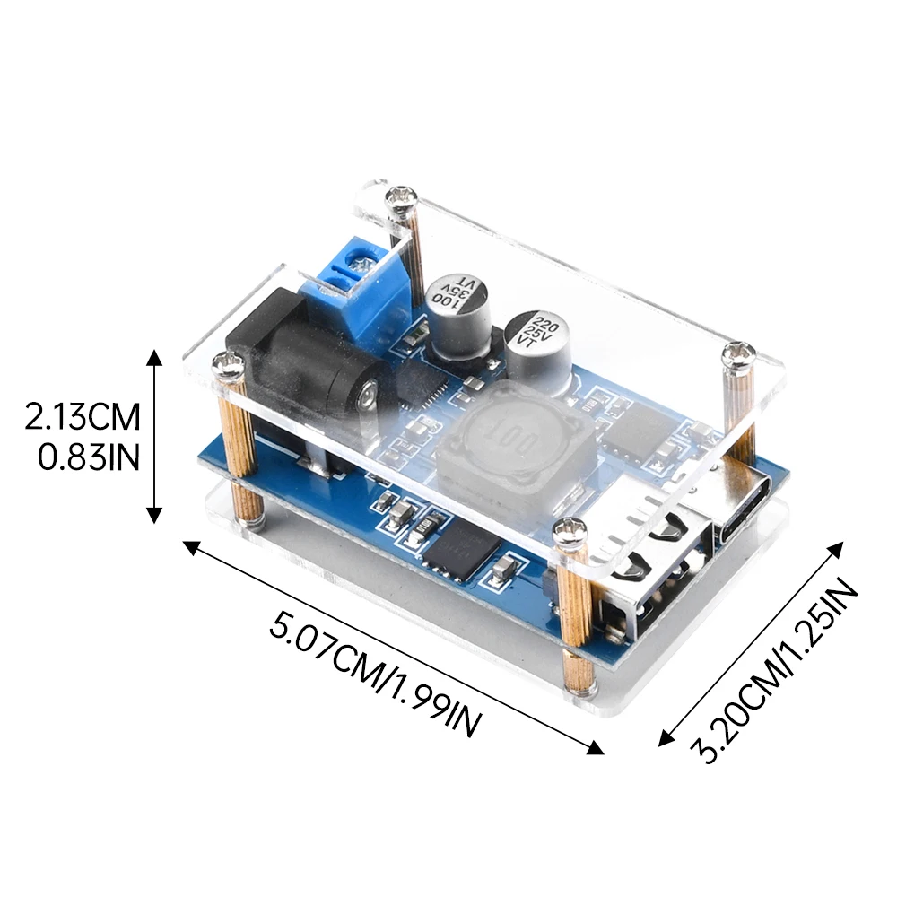 ตัวแปลงบั๊กแหล่งจ่ายไฟแบบสเต็ปดาลง8.2V-32V ไป3V-20V รองรับ USB Type-C เอาต์พุต USB-A โมดูลปรับพลังงานได้