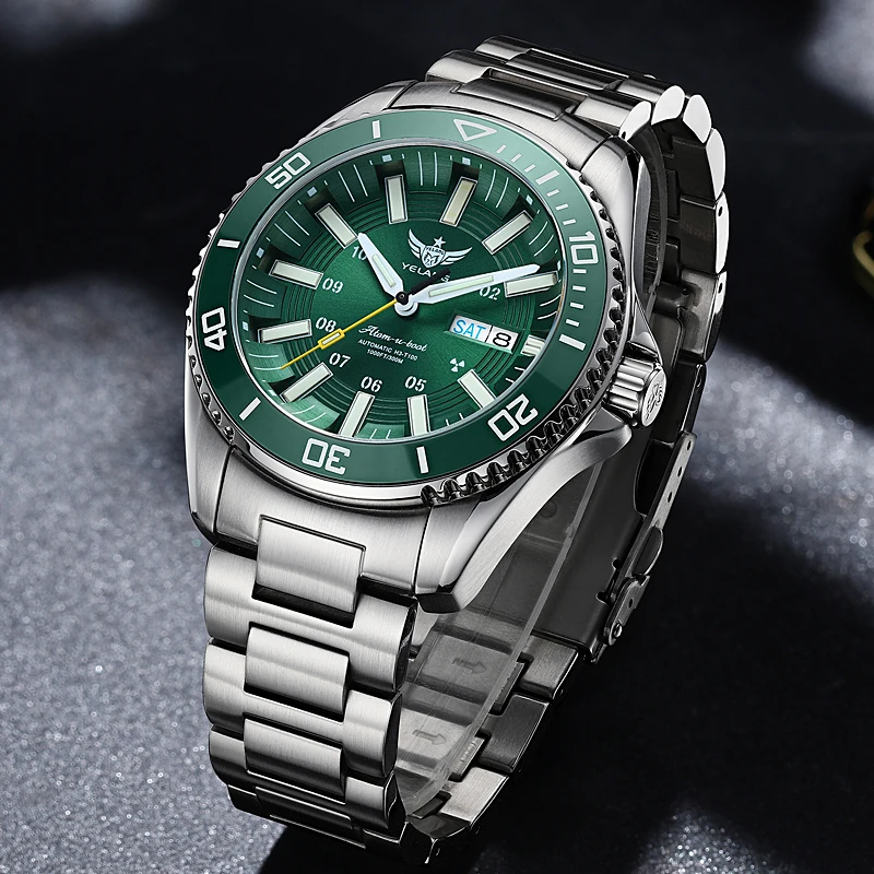 

YELANG Men Military Watch 44MM Automatic Mechanical Wristwatch Luminous Tubes Sapphire Diver 30ATM Waterproof NH36