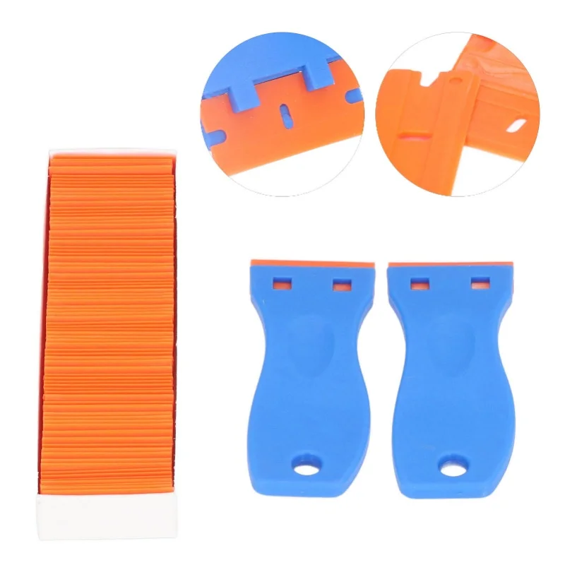 102Pcs Razor Scraper ABS Double Edged Blade Scraping Cleaning Tool Set Kit For Glue Sticker