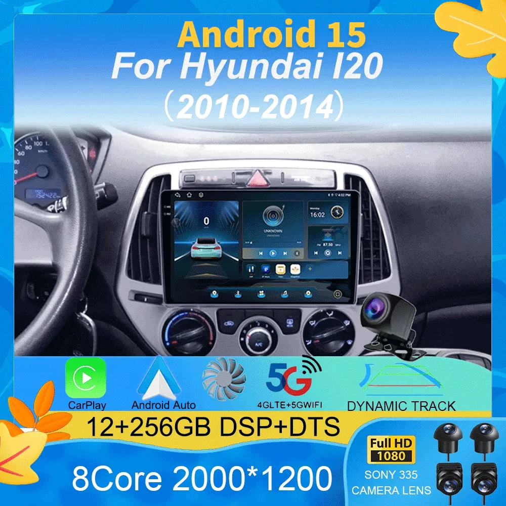 

Android 15 Carplay Auto Multimedia Player Car Radio For Hyundai I20 2010 2012 2013 2014 DSP Autoradio GPS Stereo 2din Head Unit
