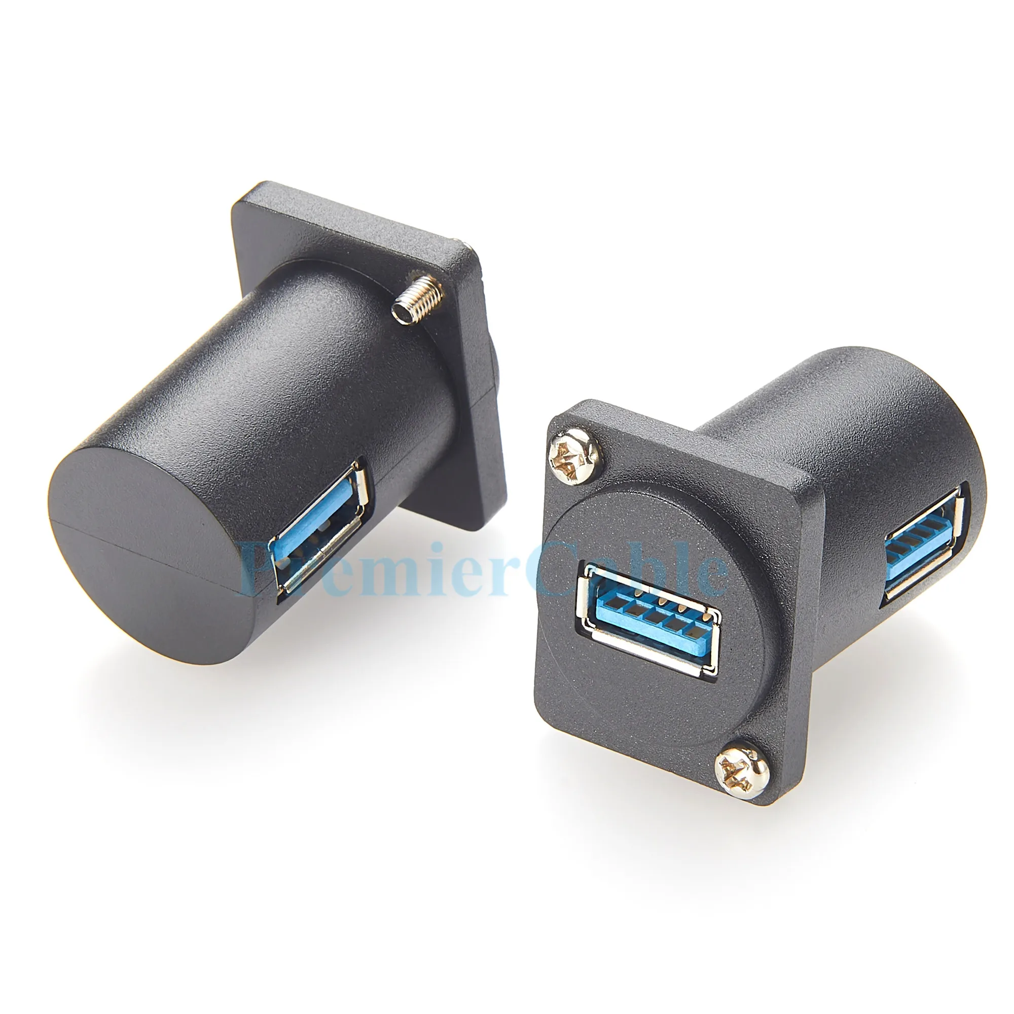 USB 3.0 Panel Mount Adapter Angled Exit USB 3.0 A Female D-type Panel Mount Connector Pass Through Solderless Bulkhead Coupler