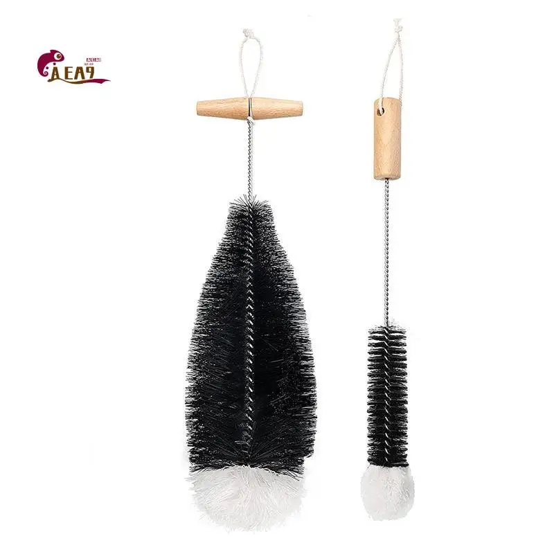 AEA9-Bottle Brush Bubble Bottle Brush Pack Of 2 Cleaning Brushes, Sodastream Cleaning Bottle Cleaner For Glass Bottles Black