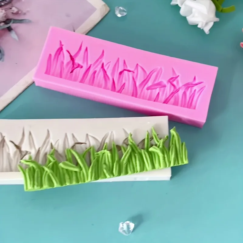 1pc Silicone Grass Mold for Cakes and Chocolates - Rectangular Shape, Plant Theme, Perfect for Wedding Decorations